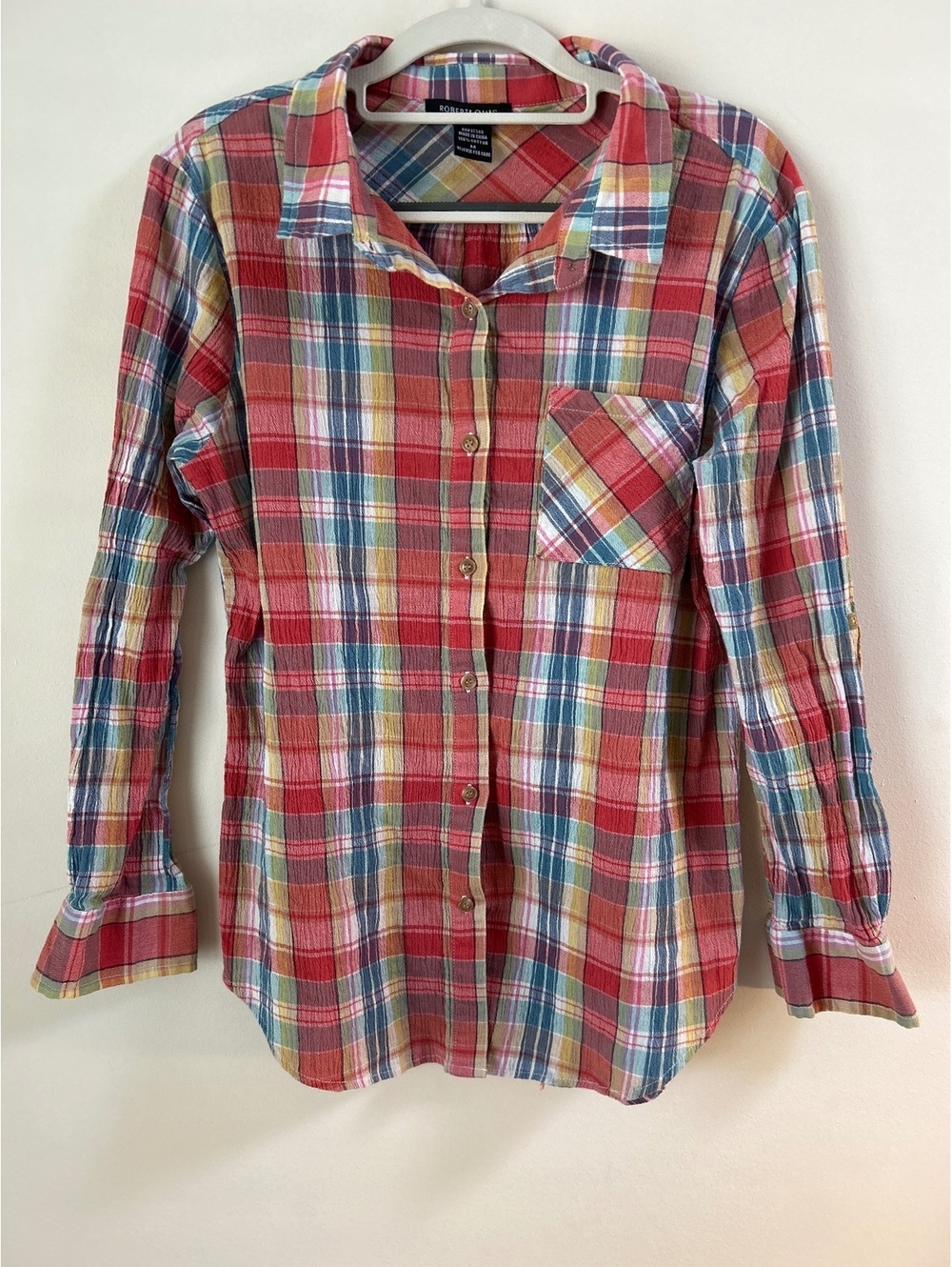 Robert Louis Women's Medium Multicolor Plaid Button-Up Shirt